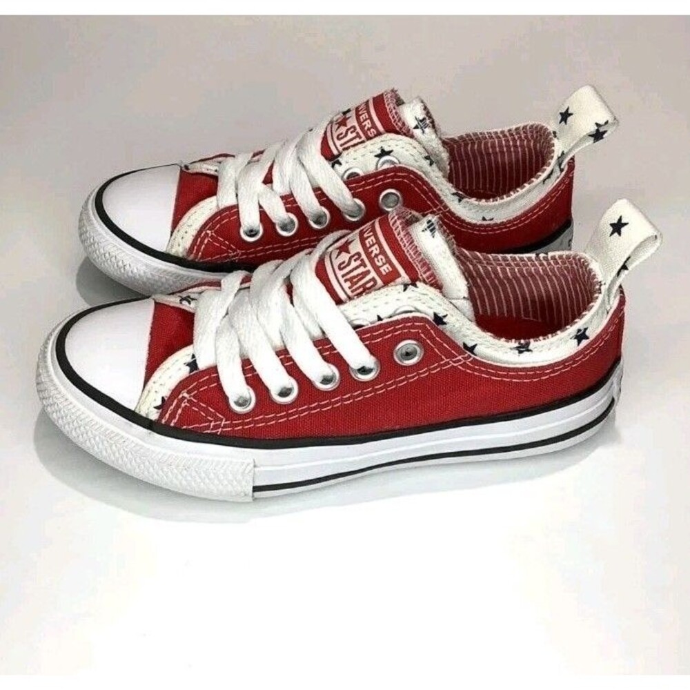 Converse Chuck Taylor All Star Low Top Red White Stars Canvas Sneakers Size 3